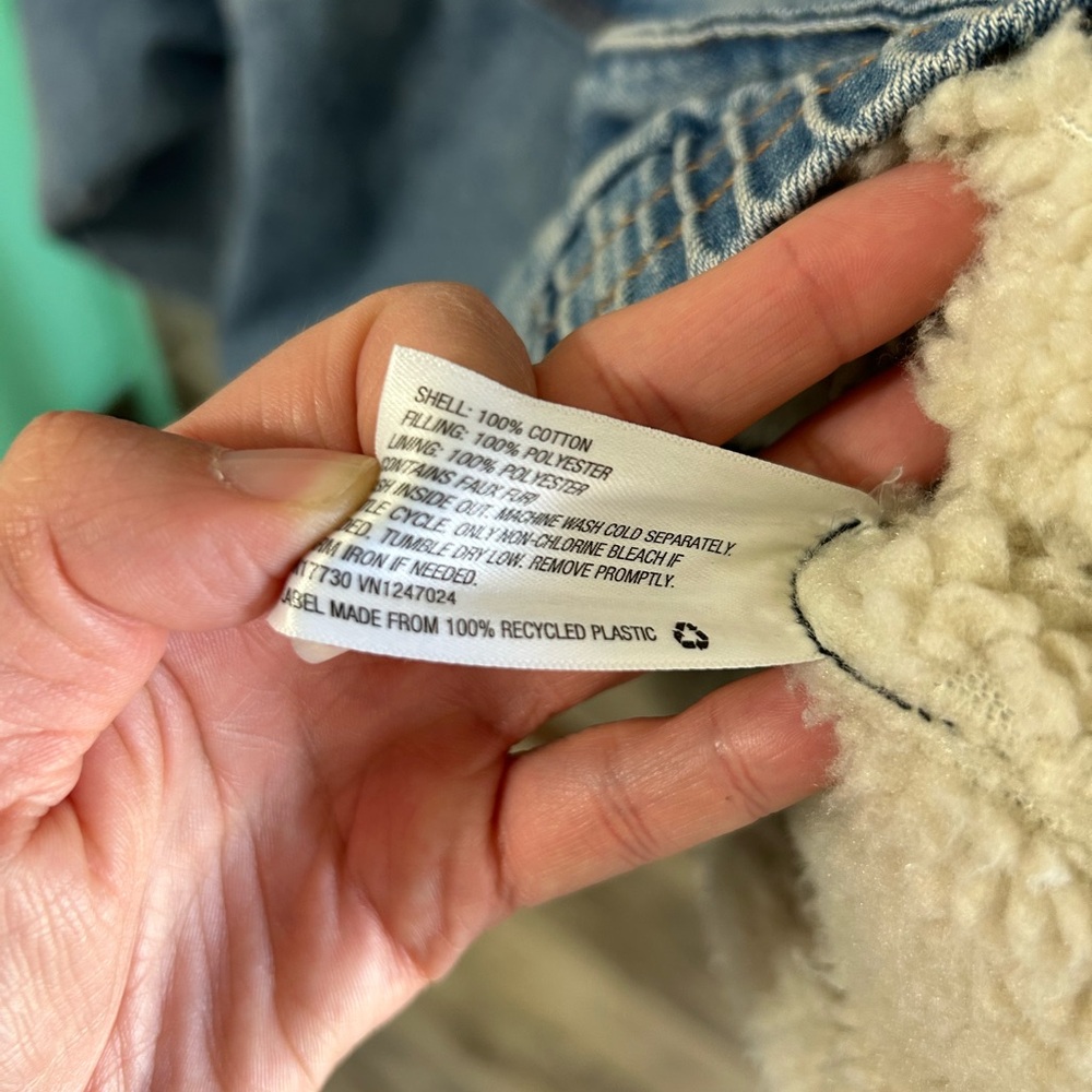 SOLD Wild Fable Sherpa-lined Oversized Denim Bomber Jacket Size Large - Picture 7 of 10